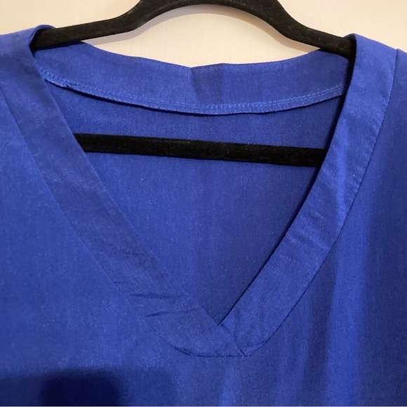 Royal blue flounce sleeve smock dress - Picture 2 of 4